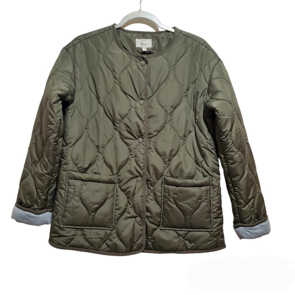G.H. Bass & Co. Quilted Polyester Lightweight Green Snap Jocket NEW Size S